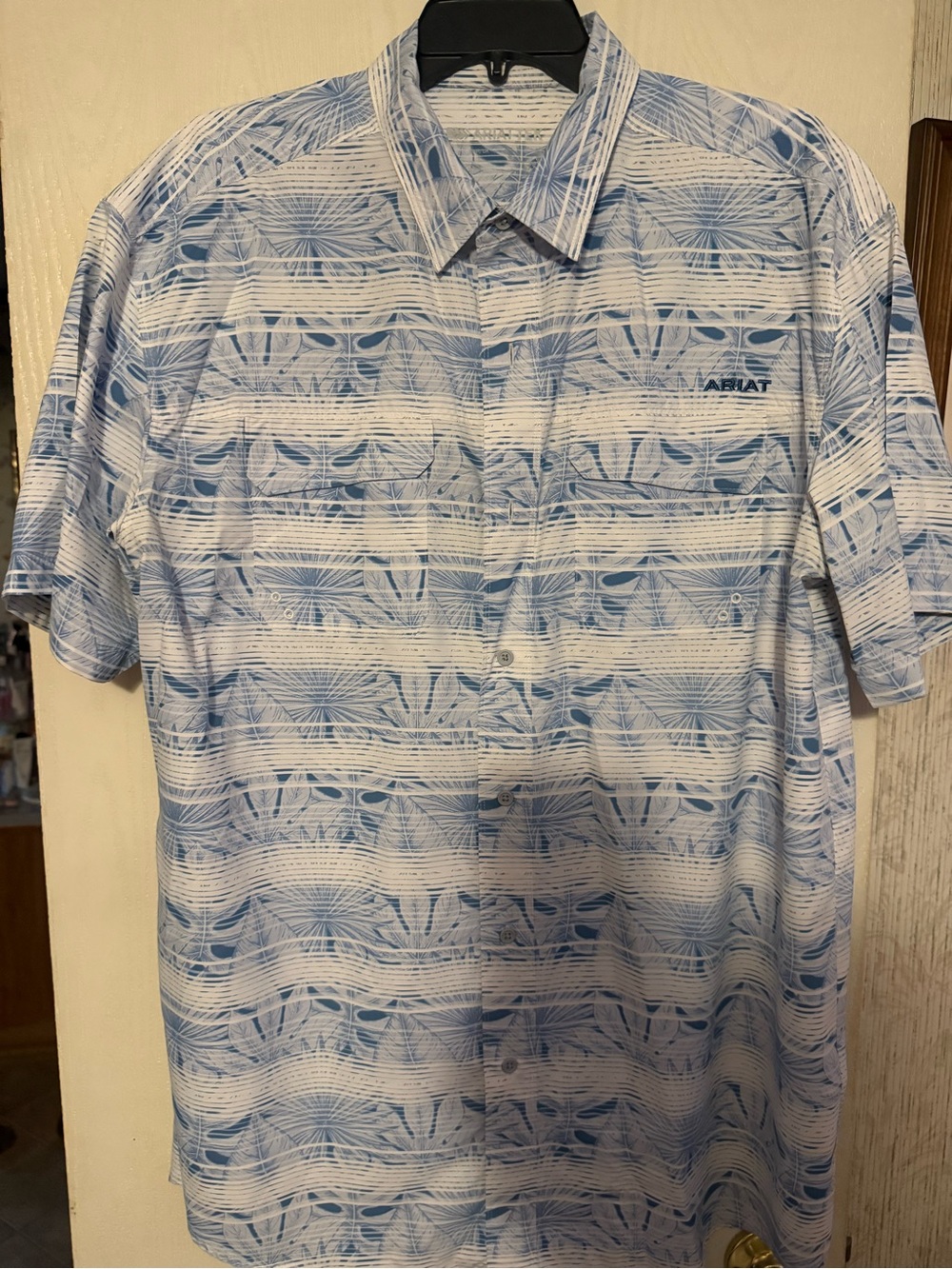 Ariat Light Blue & White Short Sleeve Button-Down Shirt